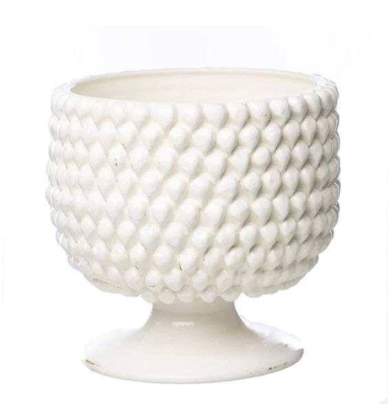 Vinci Pine Cone White Ceramic Planter