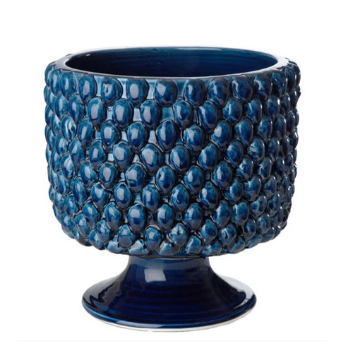 Vinci Pine Cone Blue Ceramic Planter