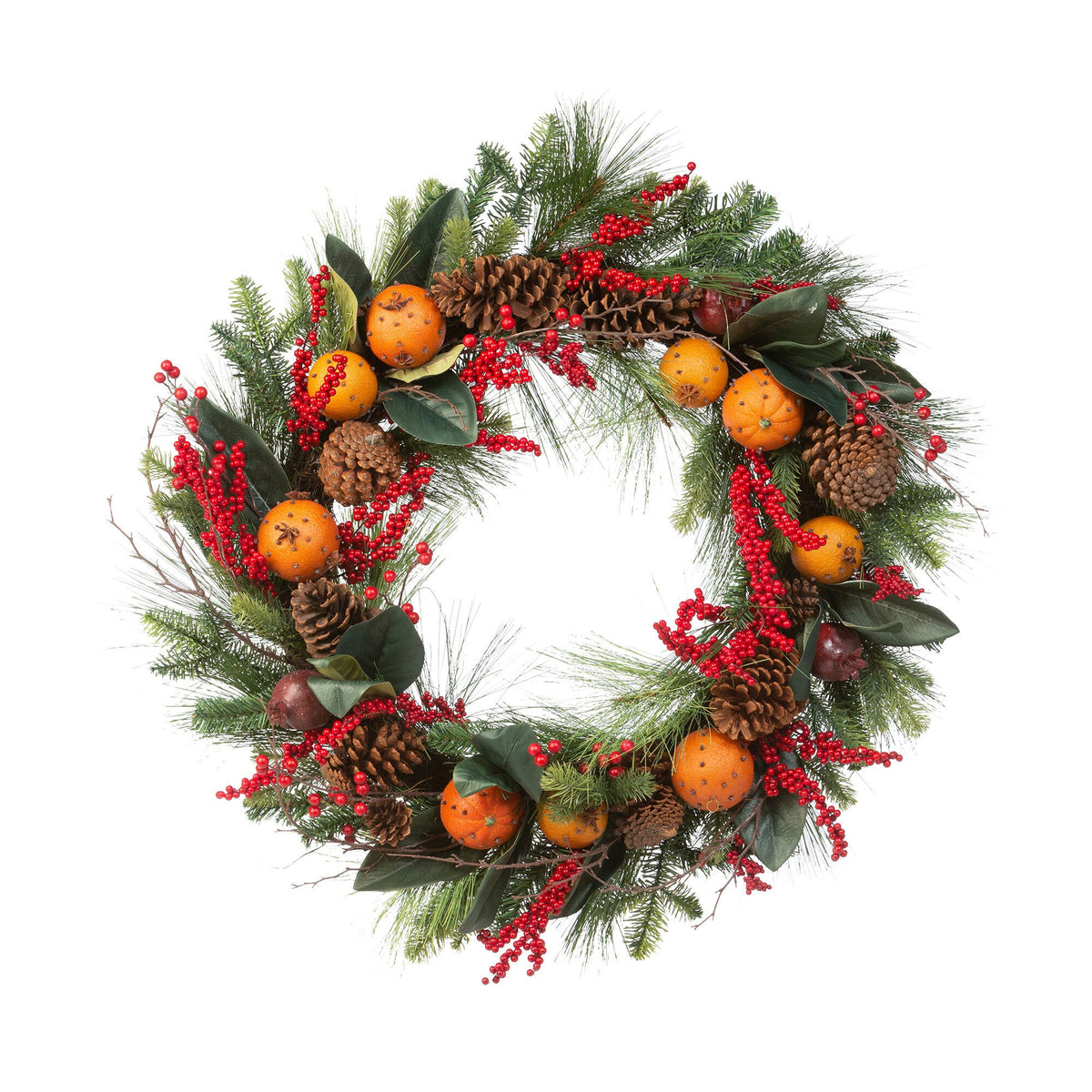 Cloved Fruit and Pine Wreath 24"